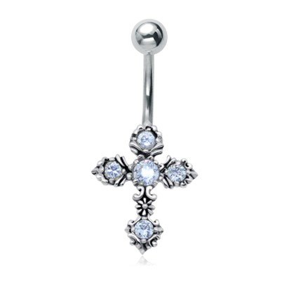 Cross CZ Stone Belly Piercing BP-930